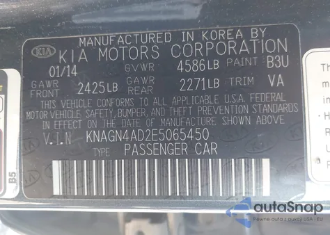 2014 Kia Optima Hybrid Ex z USA, uszkodzony, nr VIN KNAGN4AD2E5065450